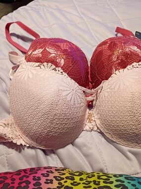 Lace Push-Up Bra - Pink & Dark Pink